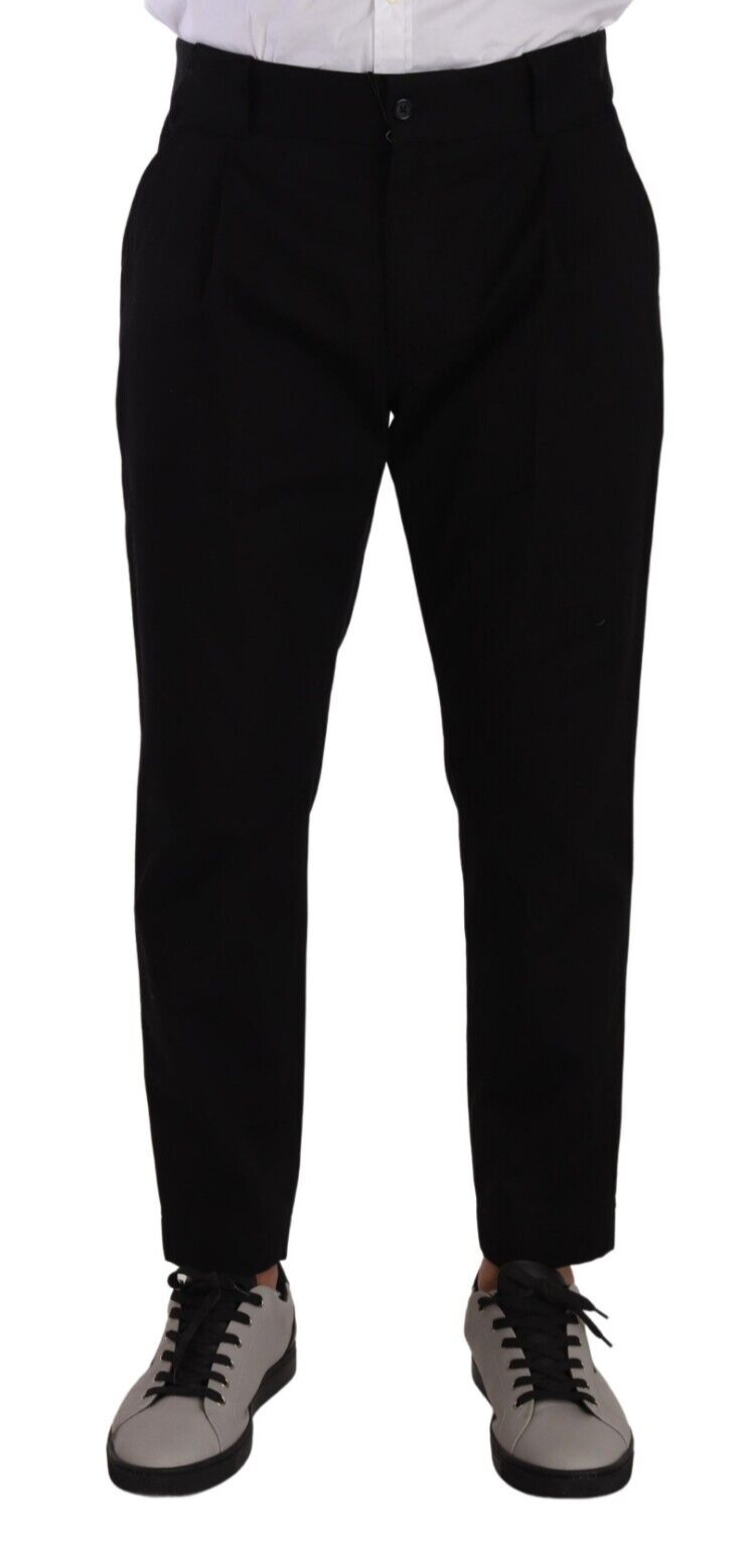 - Elegant Tapered Black Cotton Chinos
