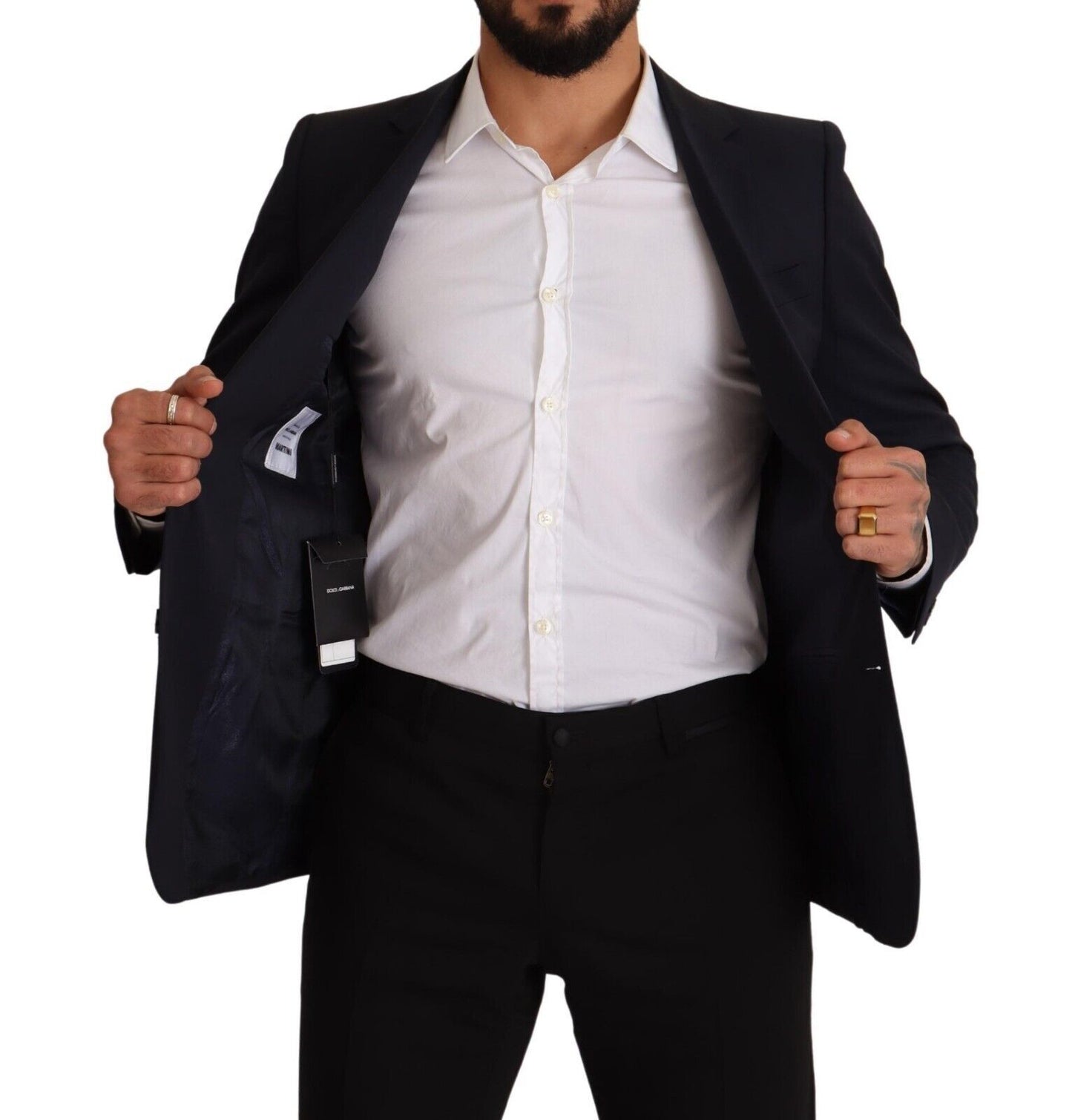 - Sleek Navy Martini Slim Fit Wool Blazer