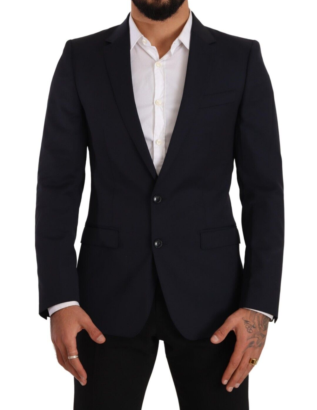 - Sleek Navy Martini Slim Fit Wool Blazer