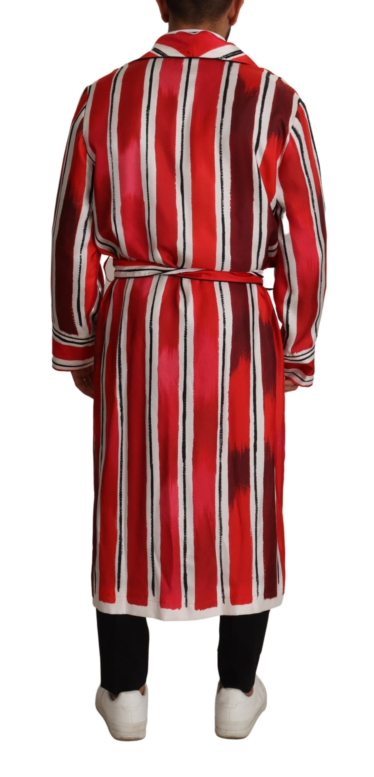 - Chic Striped Silk Sleepwear Robe