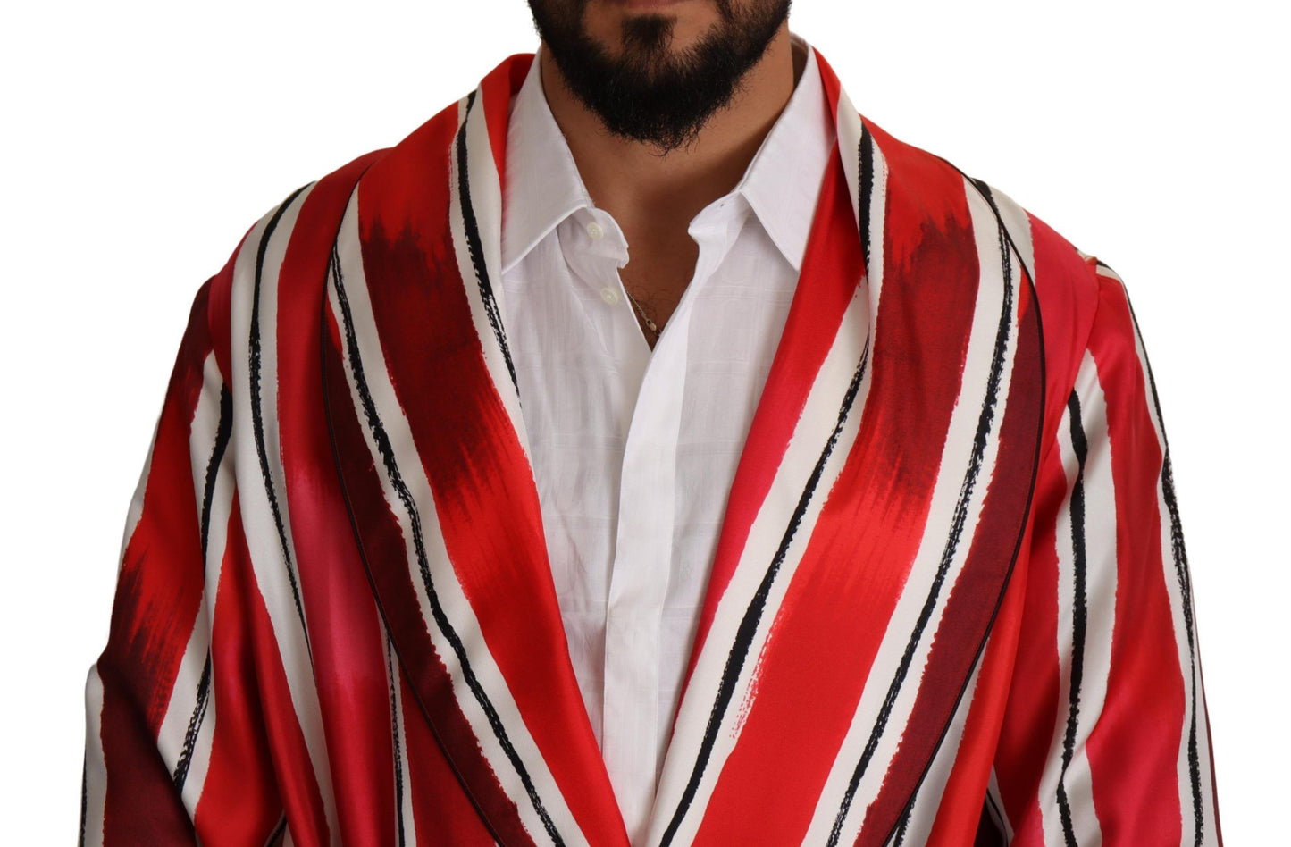 - Chic Striped Silk Sleepwear Robe