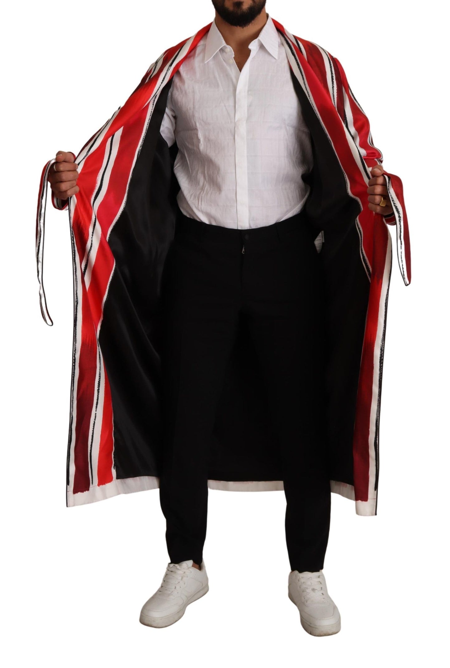 - Chic Striped Silk Sleepwear Robe
