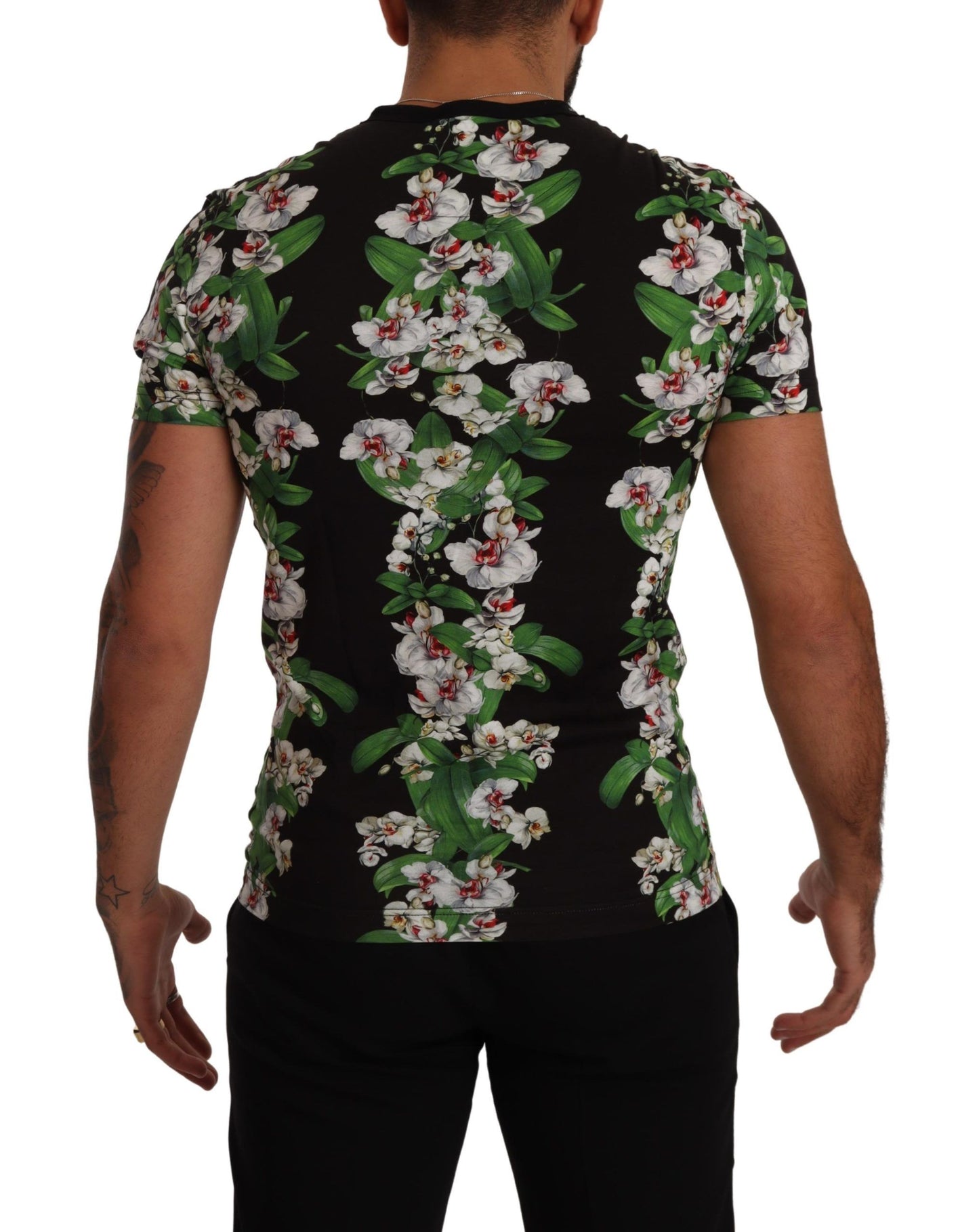 - Elegant Floral Crewneck Tee for Men