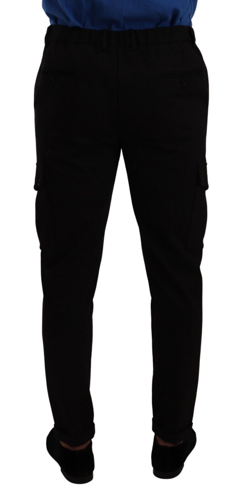 - Elegant Black Slim Fit Cargo Pants