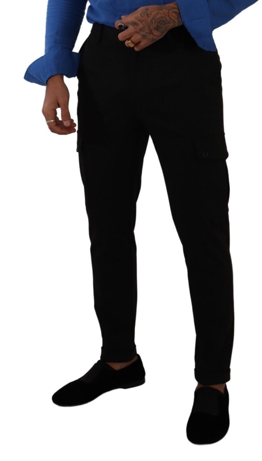 - Elegant Black Slim Fit Cargo Pants