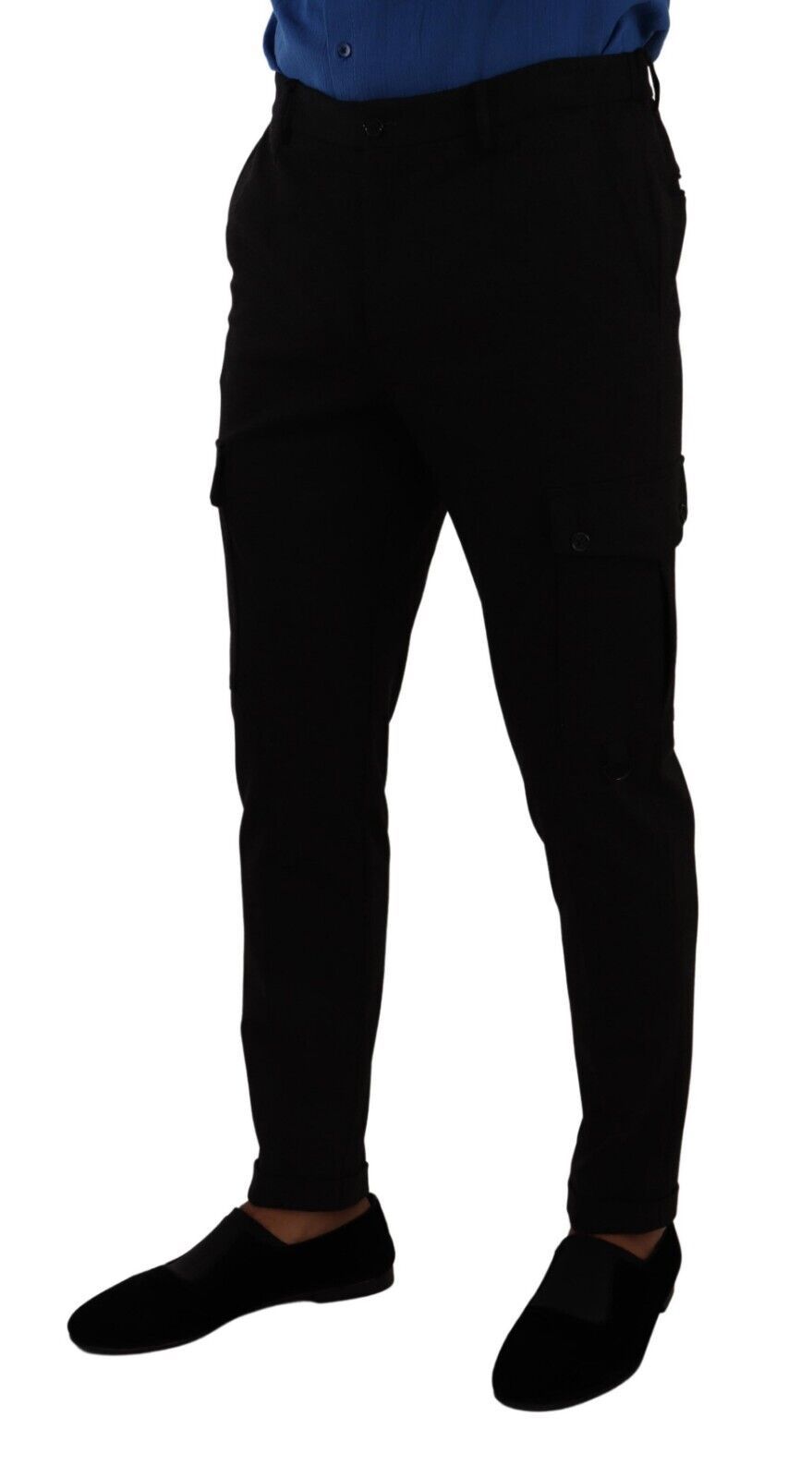- Elegant Black Slim Fit Cargo Pants
