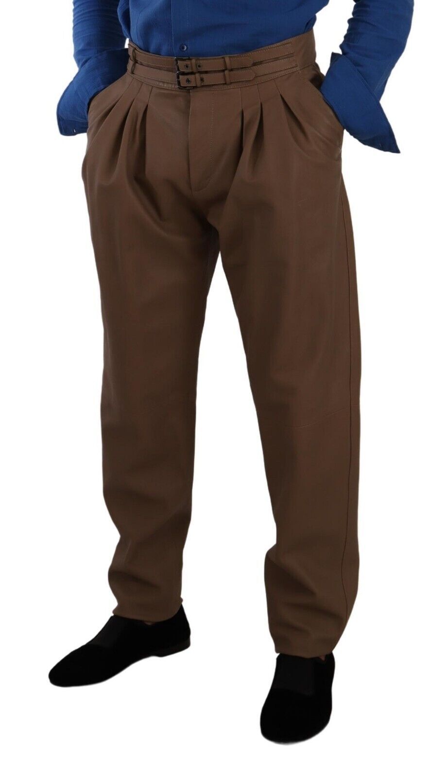 - Elegant Tapered High Waist Leather Pants