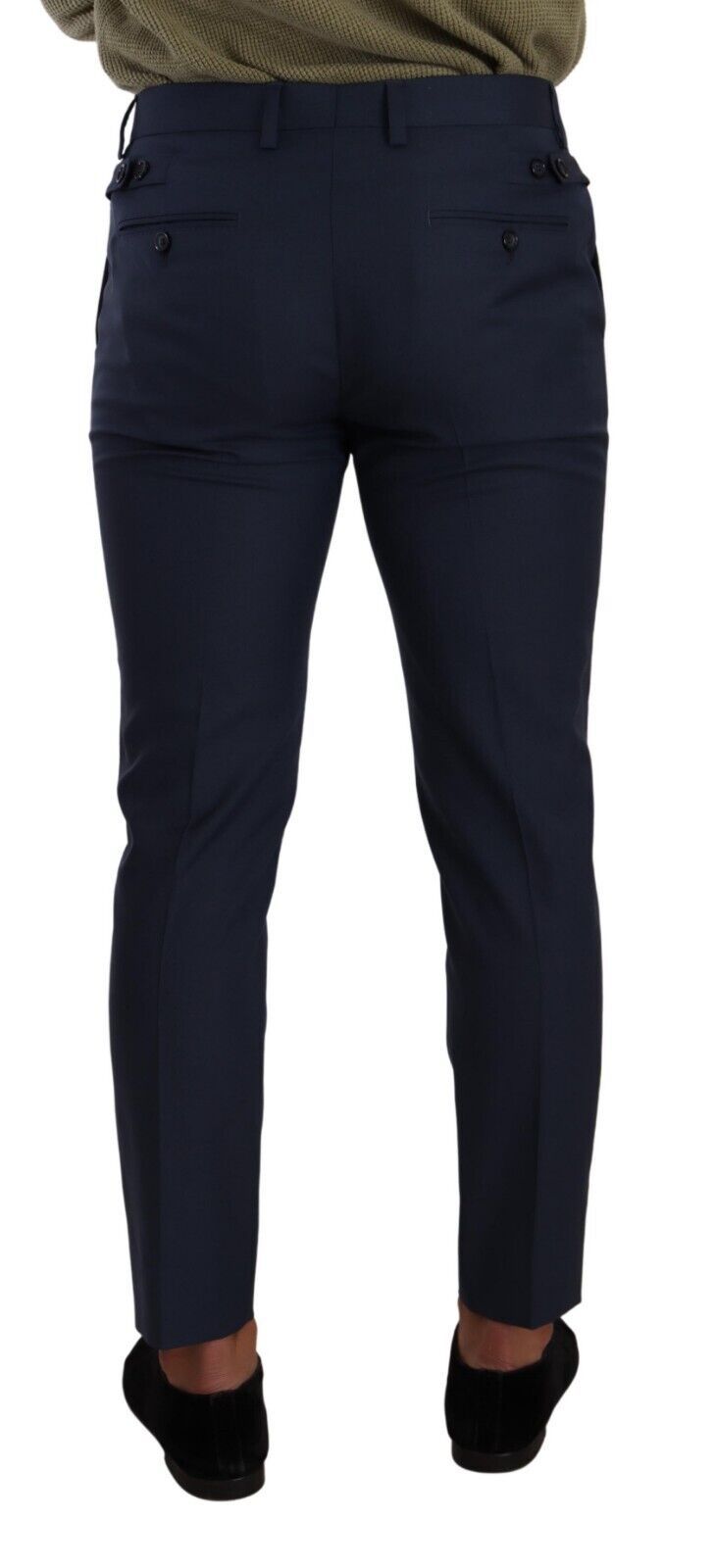- Elegant Dark Blue Slim-Fit Dress Pants