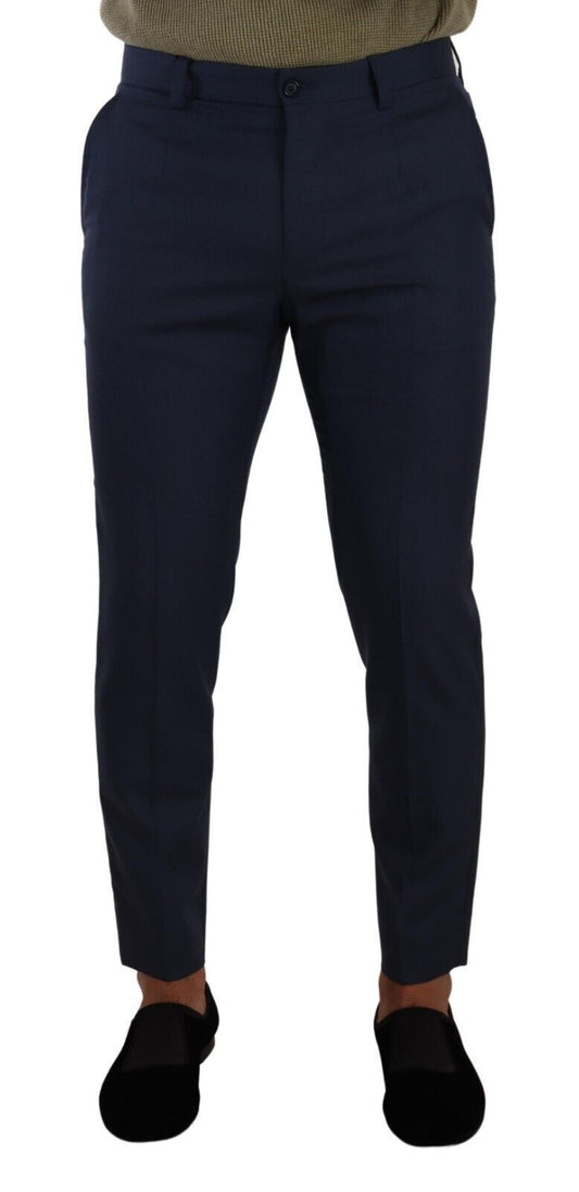 - Elegant Dark Blue Slim-Fit Dress Pants