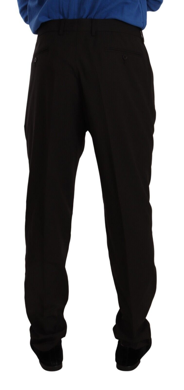 - Elegant Brown Striped Wool Dress Pants