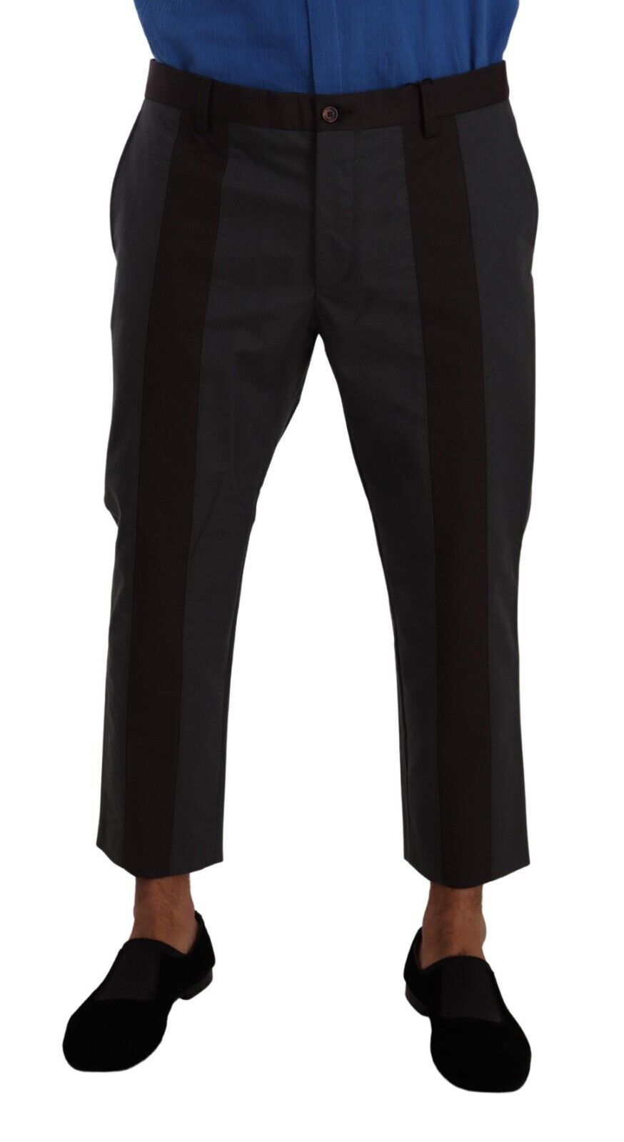 - Elegant Cropped Pants in Gray and Bordeaux Hues