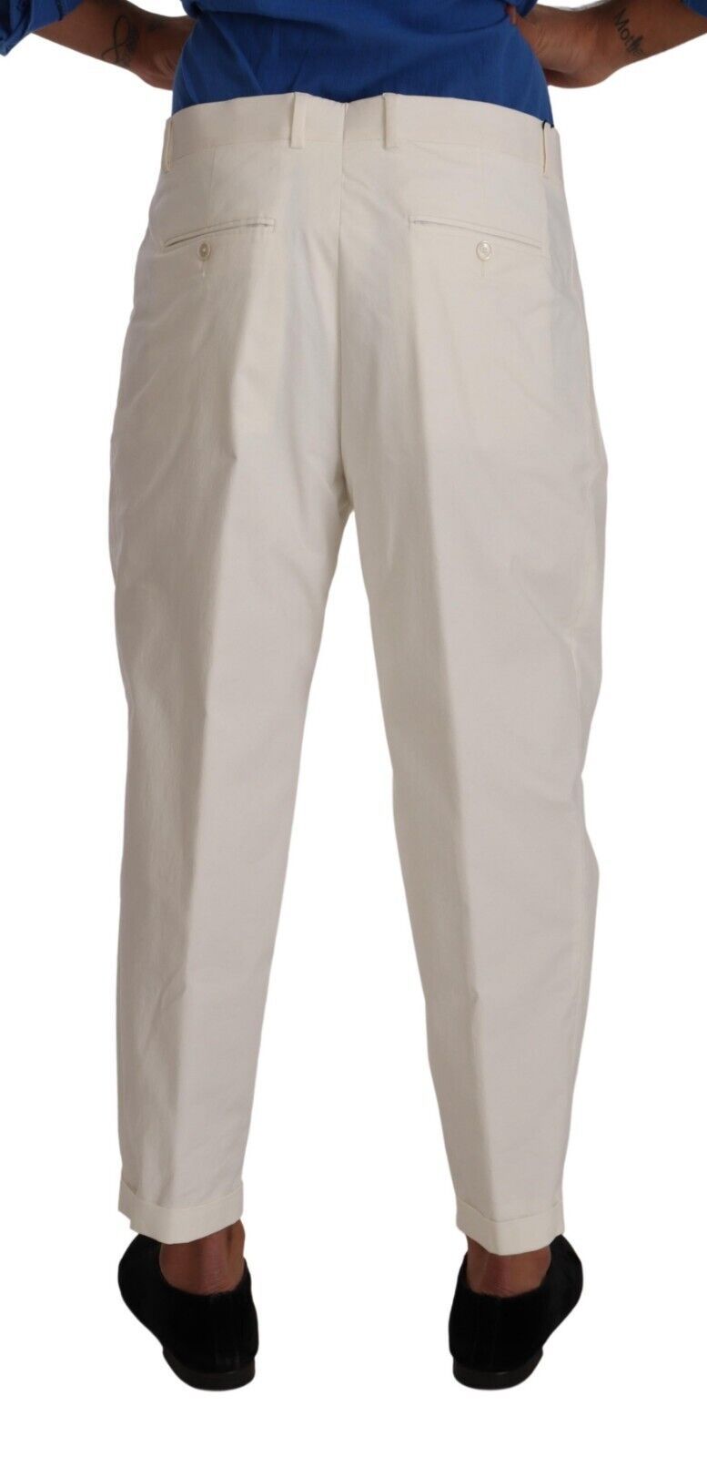 - Elegant White Cotton Stretch Dress Pants