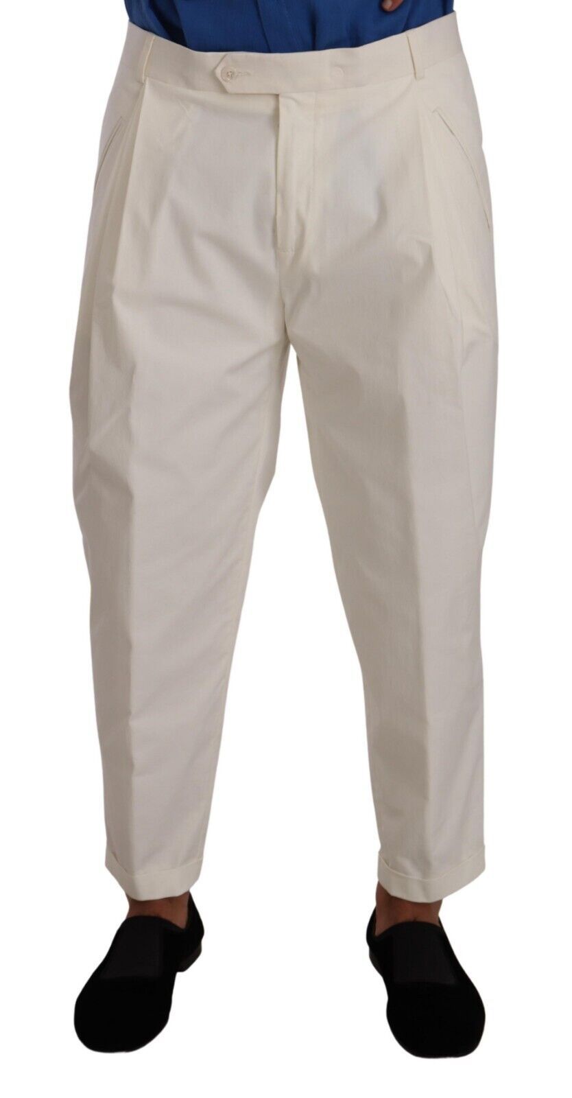 - Elegant White Cotton Stretch Dress Pants