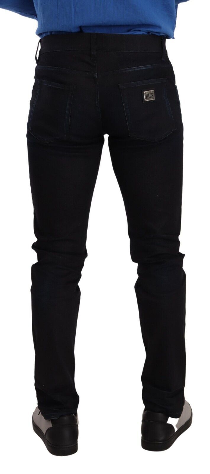 - Elegant Slim Fit Dark Blue Denim Jeans