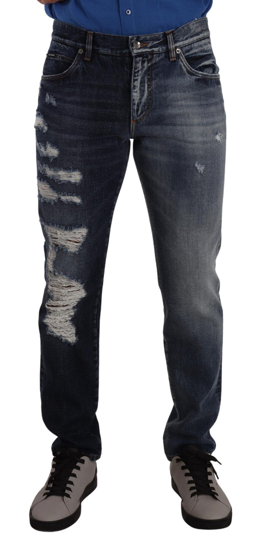 - Chic Tattered Denim Jeans