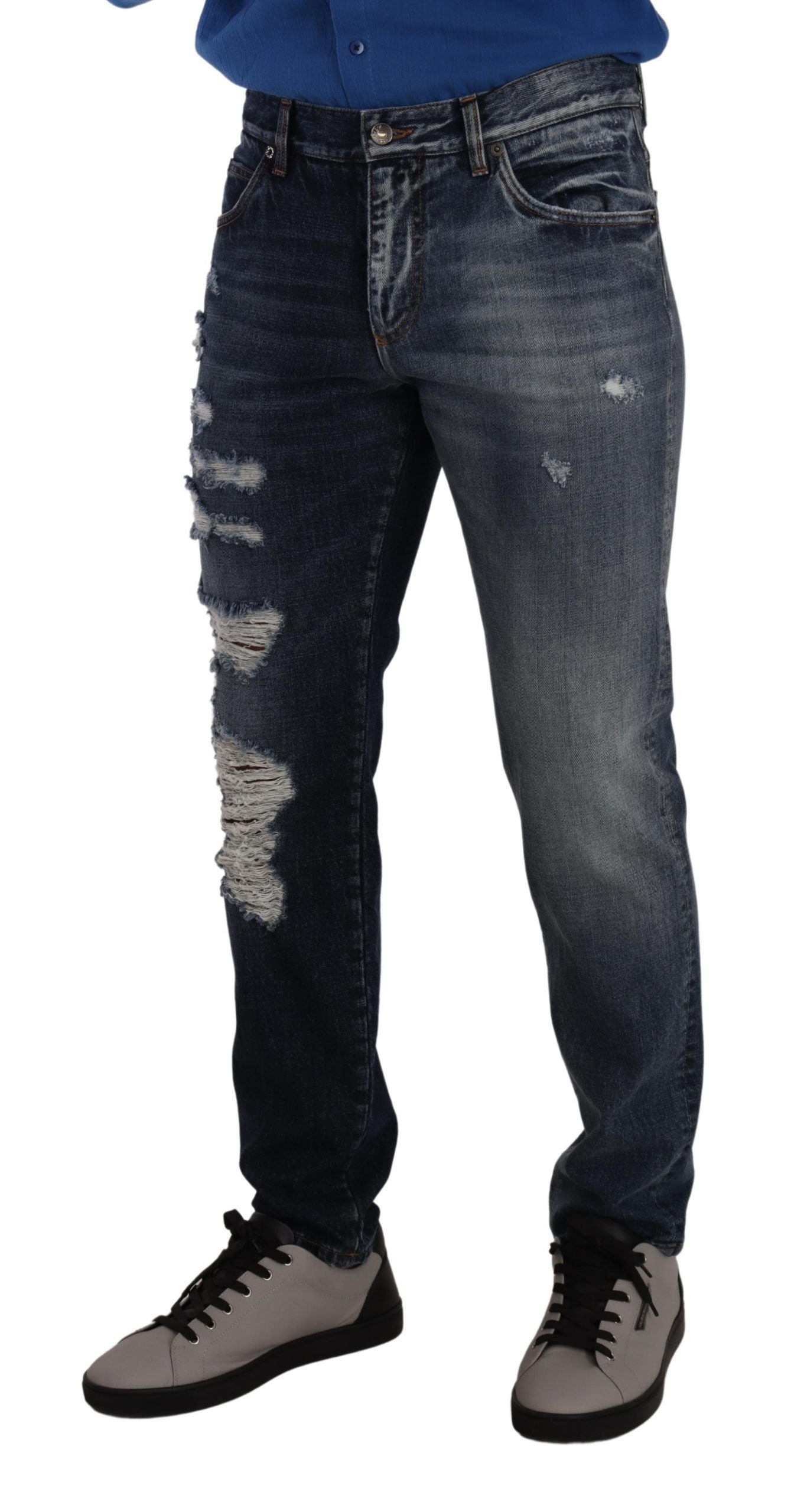 - Chic Tattered Denim Jeans