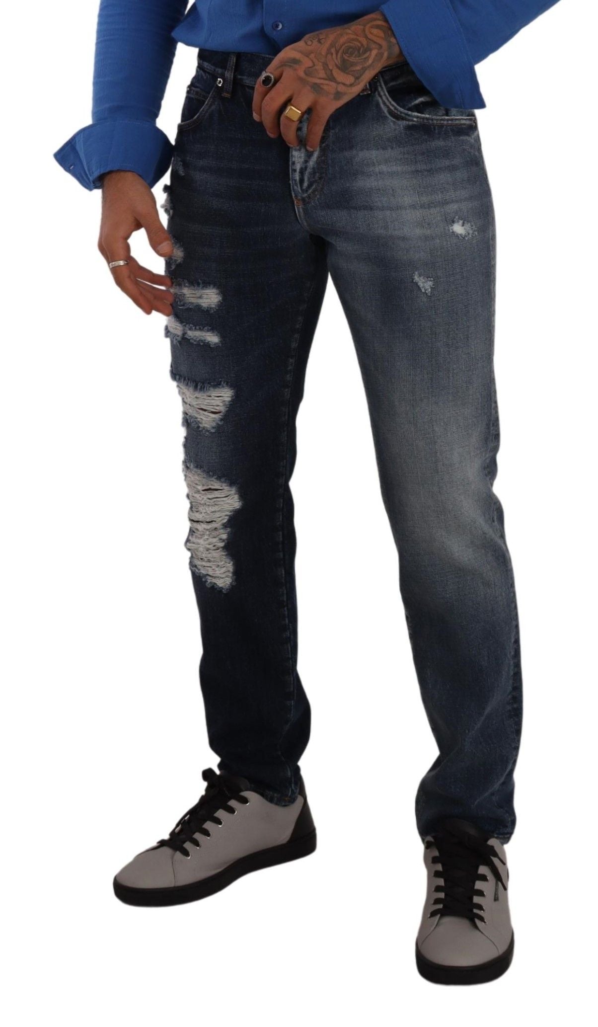- Chic Tattered Denim Jeans