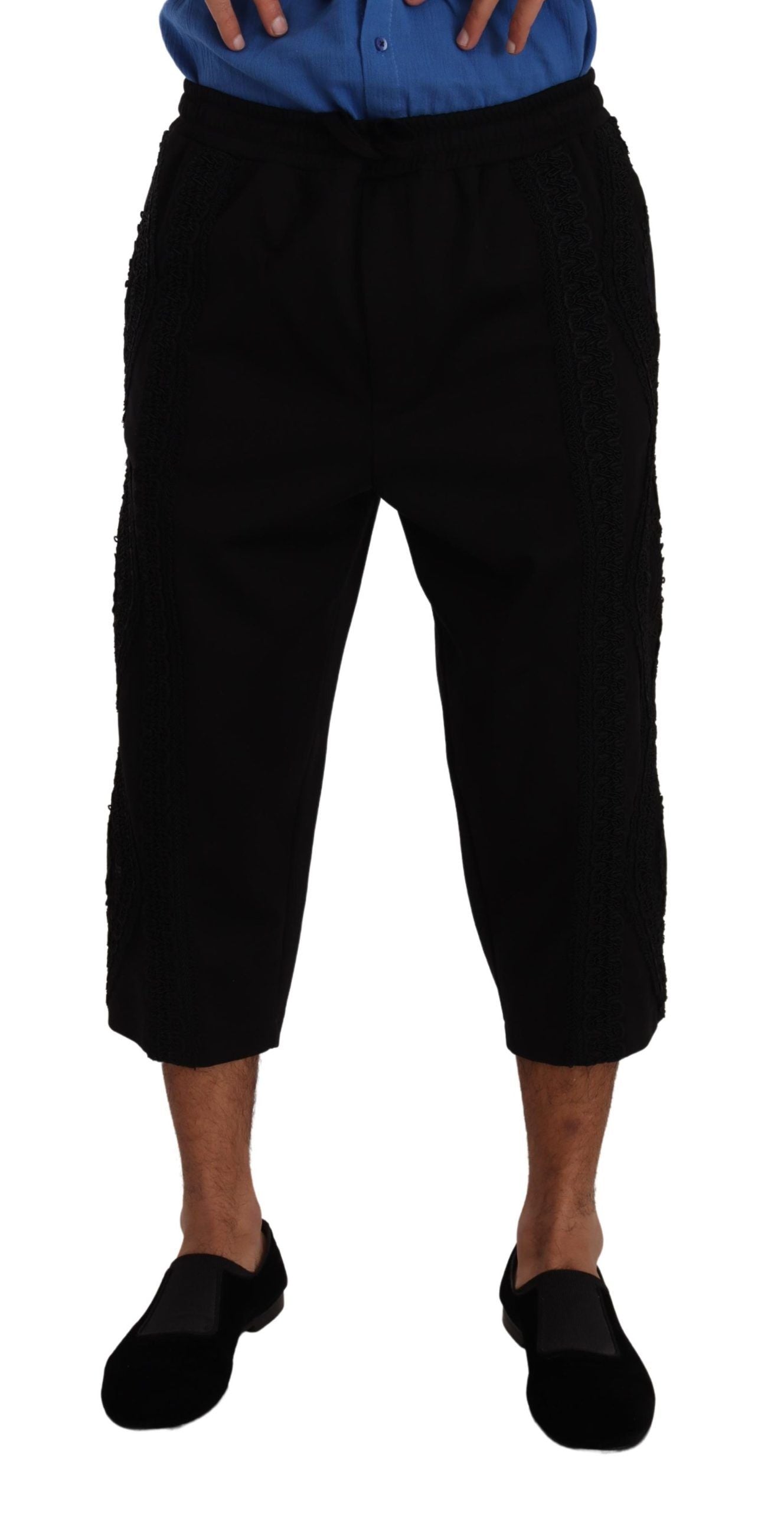 - Elegant Black Cotton Blend Cropped Pants