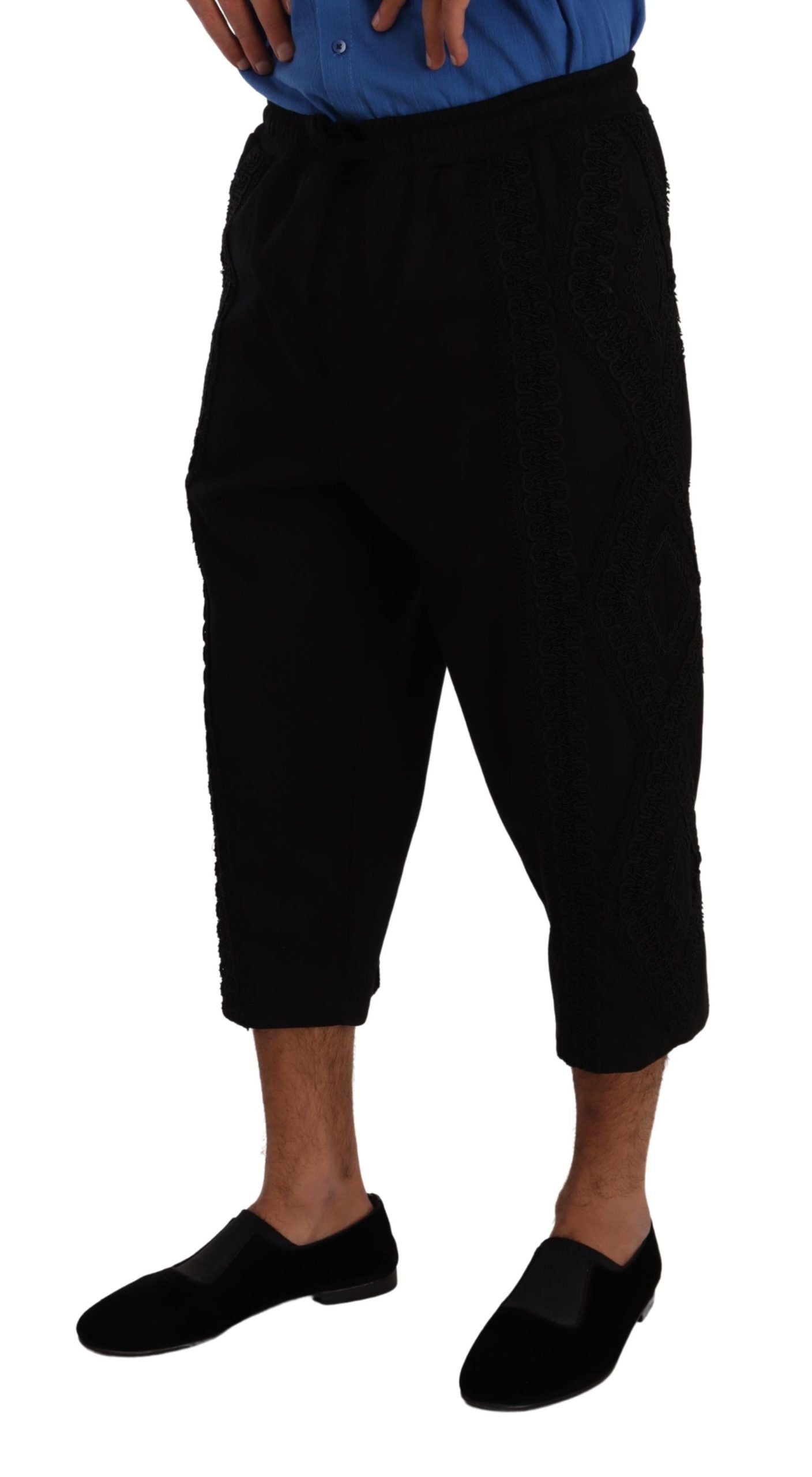 - Elegant Black Cotton Blend Cropped Pants