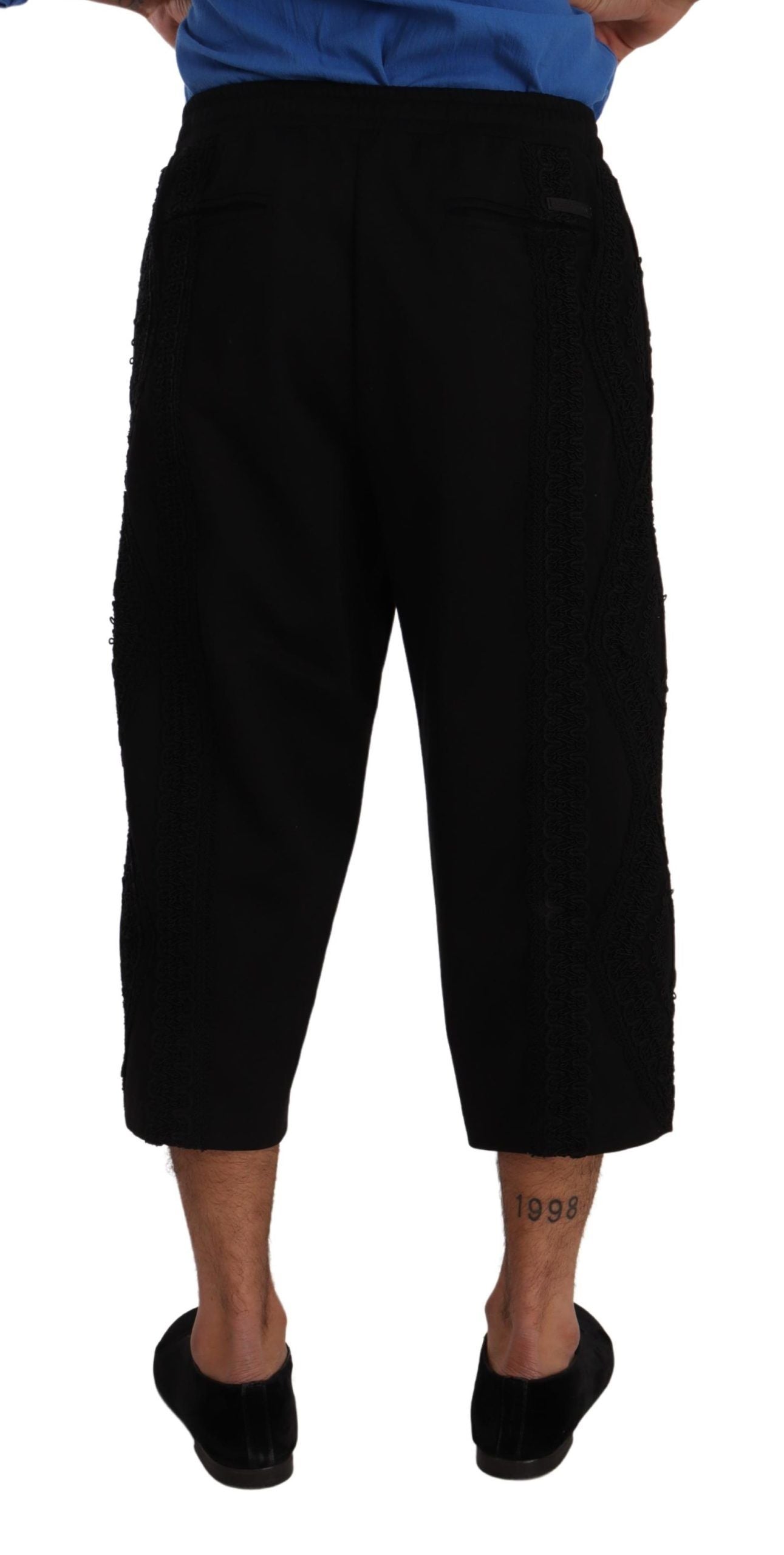 - Elegant Black Cotton Blend Cropped Pants
