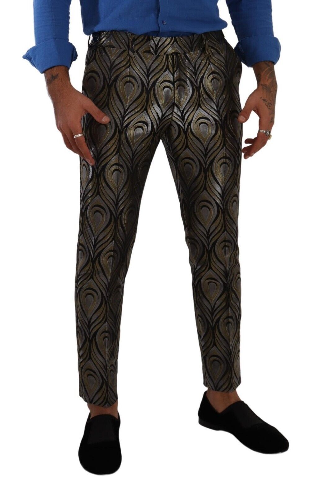 - Elegant Slim Fit Metallic Dress Trousers