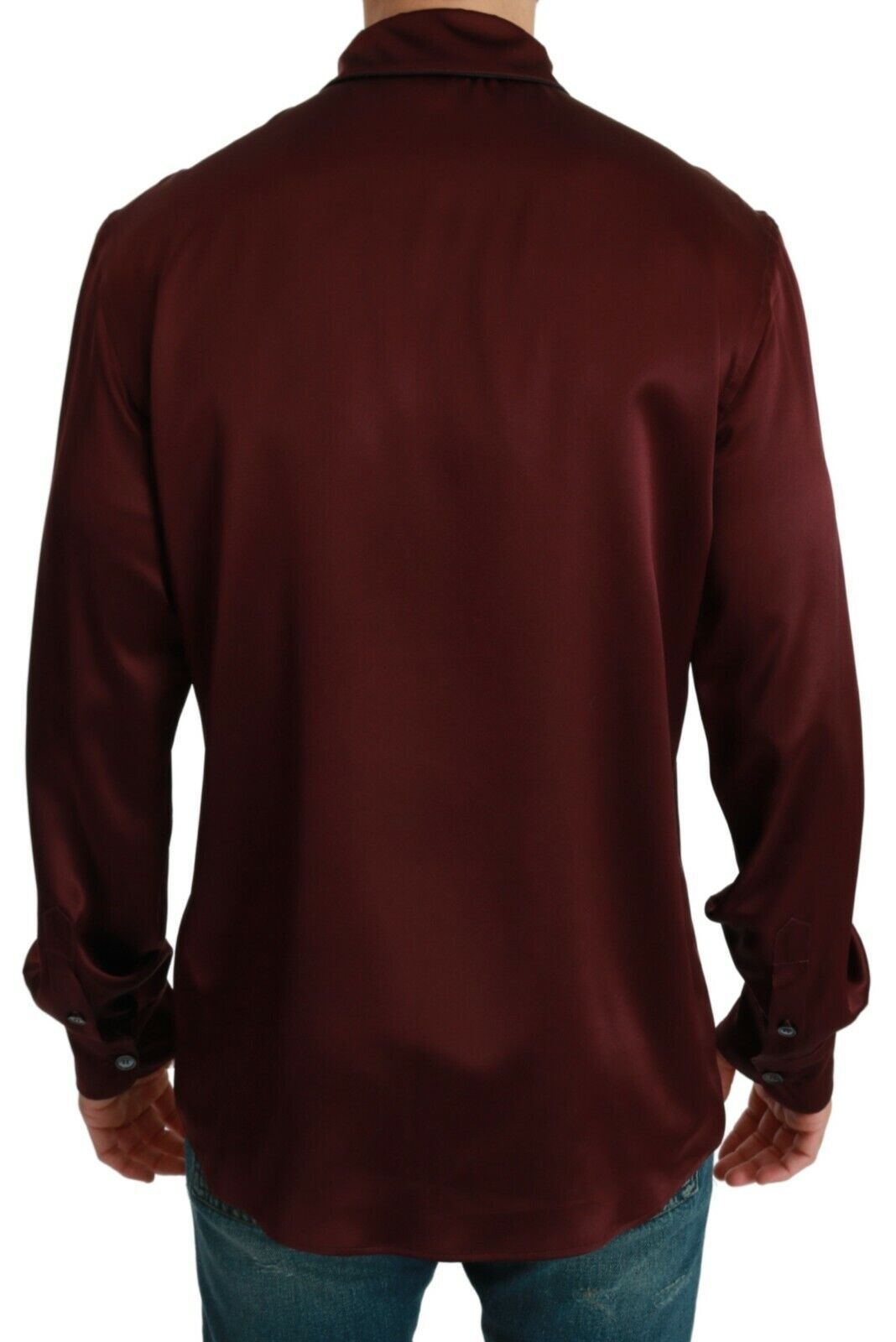 - Bordeaux Silk Pajama-Inspired Shirt