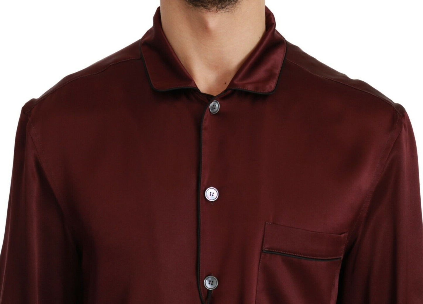- Bordeaux Silk Pajama-Inspired Shirt