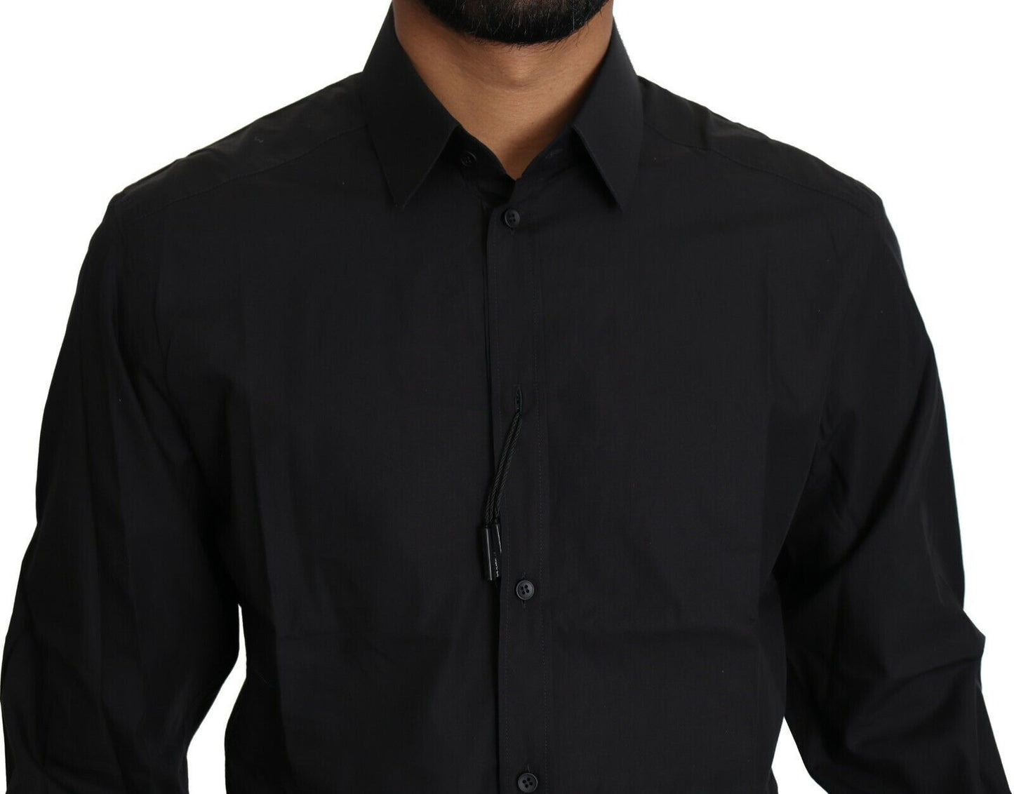 - Elegant Black Slim Fit Dress Shirt