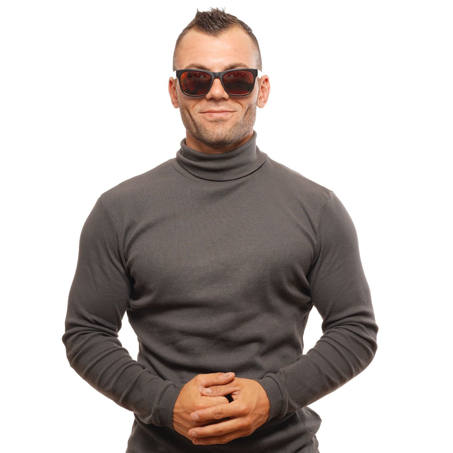 Spy Black Unisex Mirrored Grey Trapezium Sunglasses