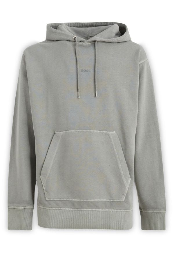 - Elegant Grey Cotton Hooded Sweatshirt