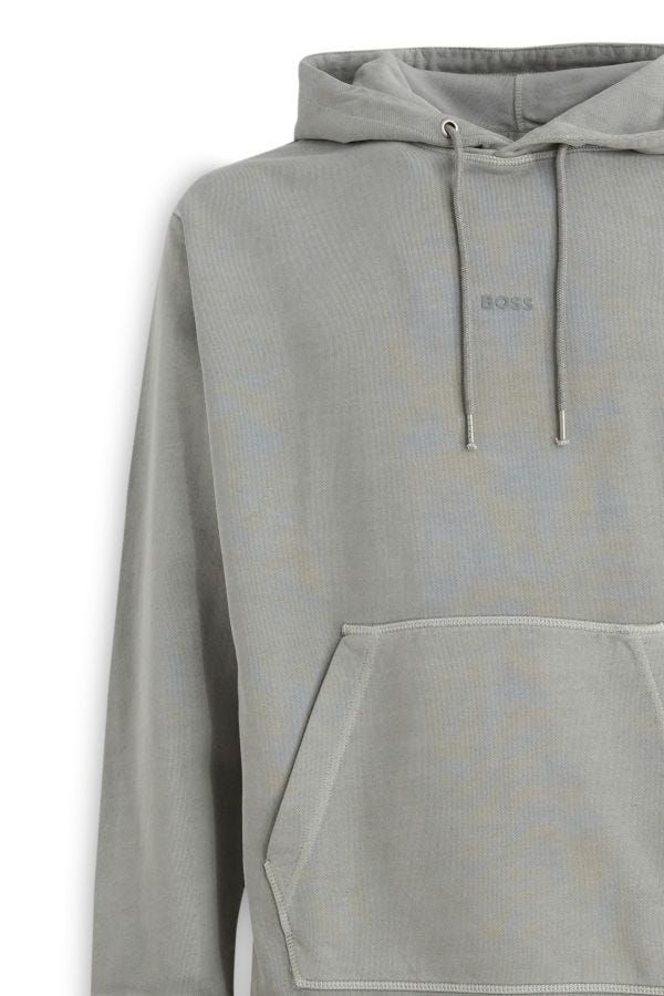 - Elegant Grey Cotton Hooded Sweatshirt