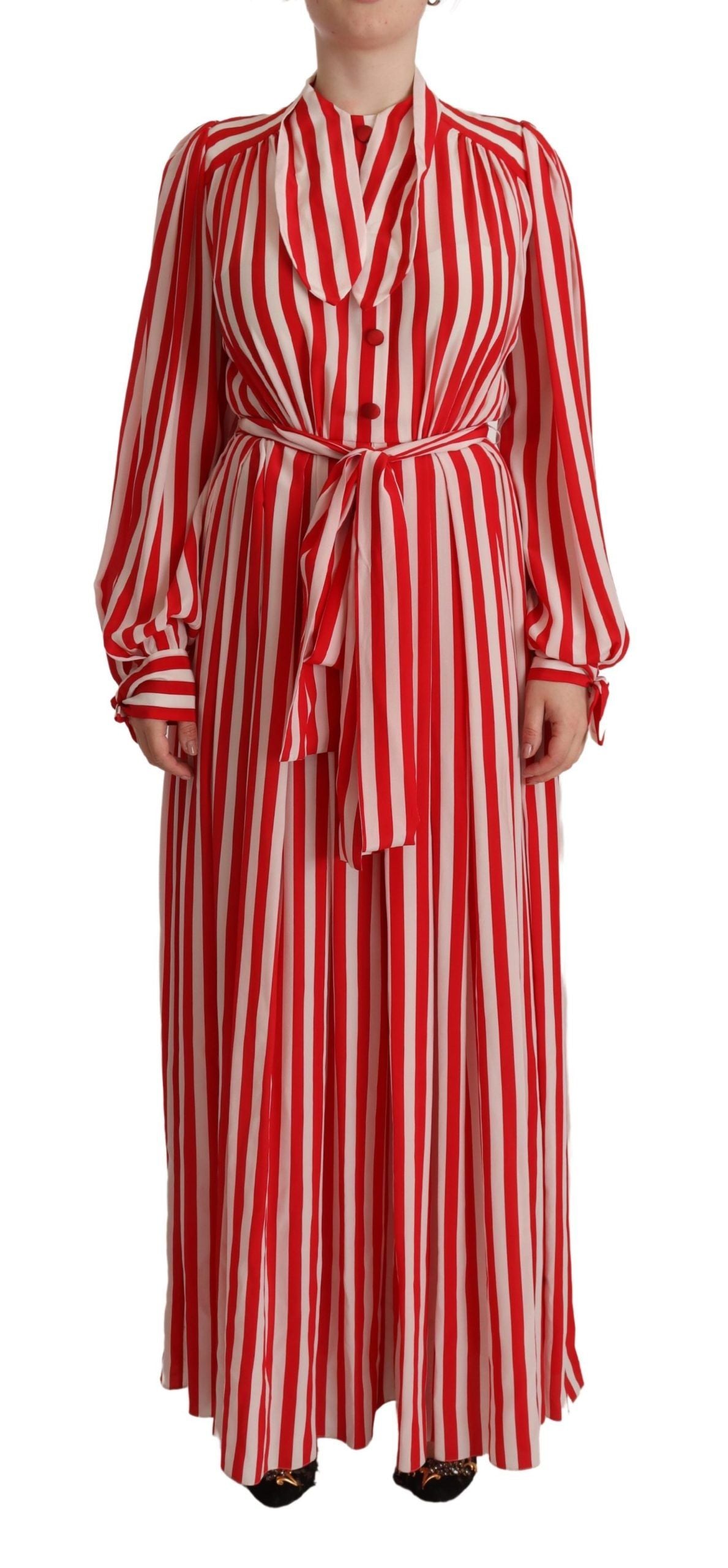 - Elegant Striped Silk Maxi Dress