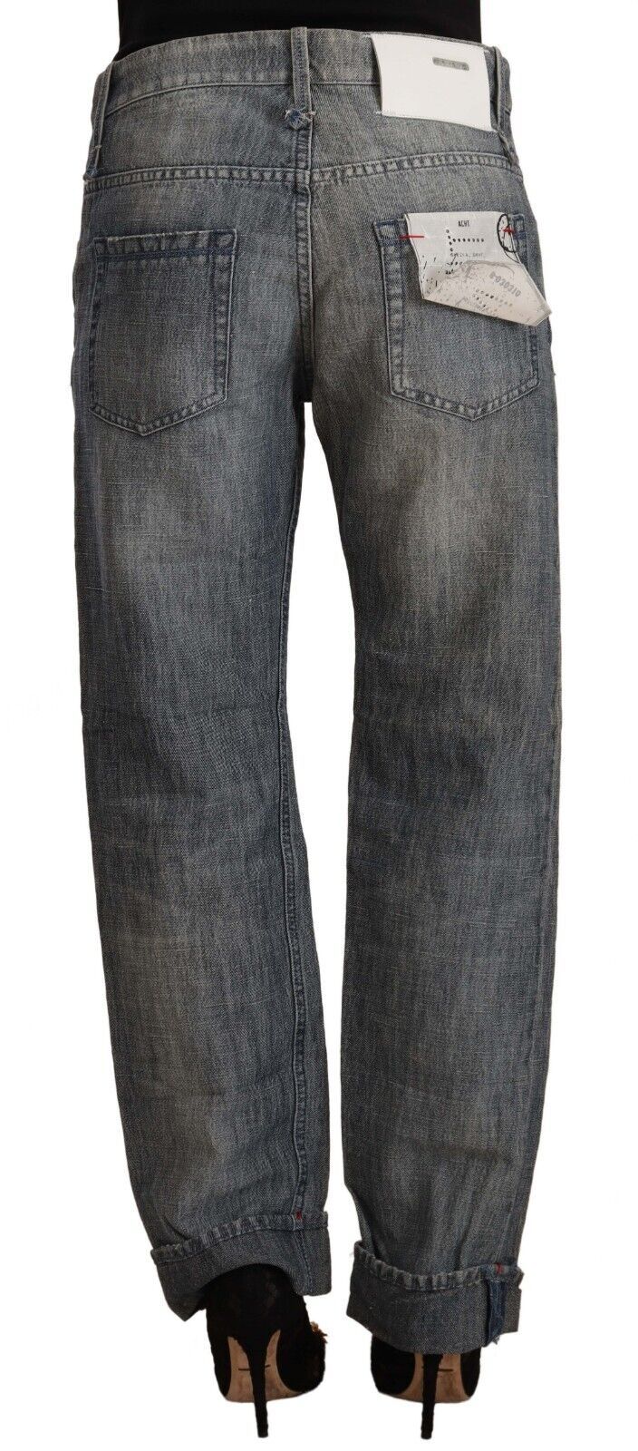 - Chic Gray Washed Straight Cut Jeans