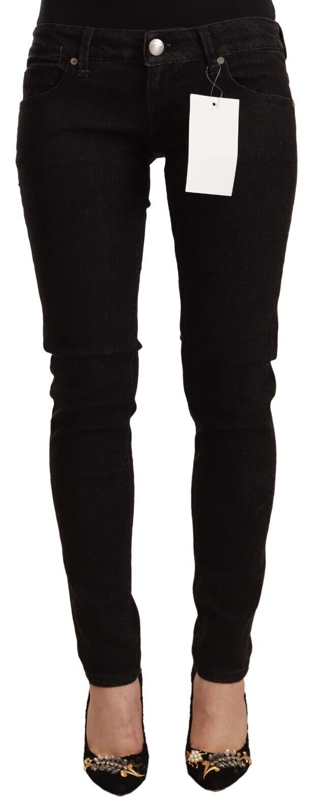 - Sleek Skinny Low Waist Black Jeans