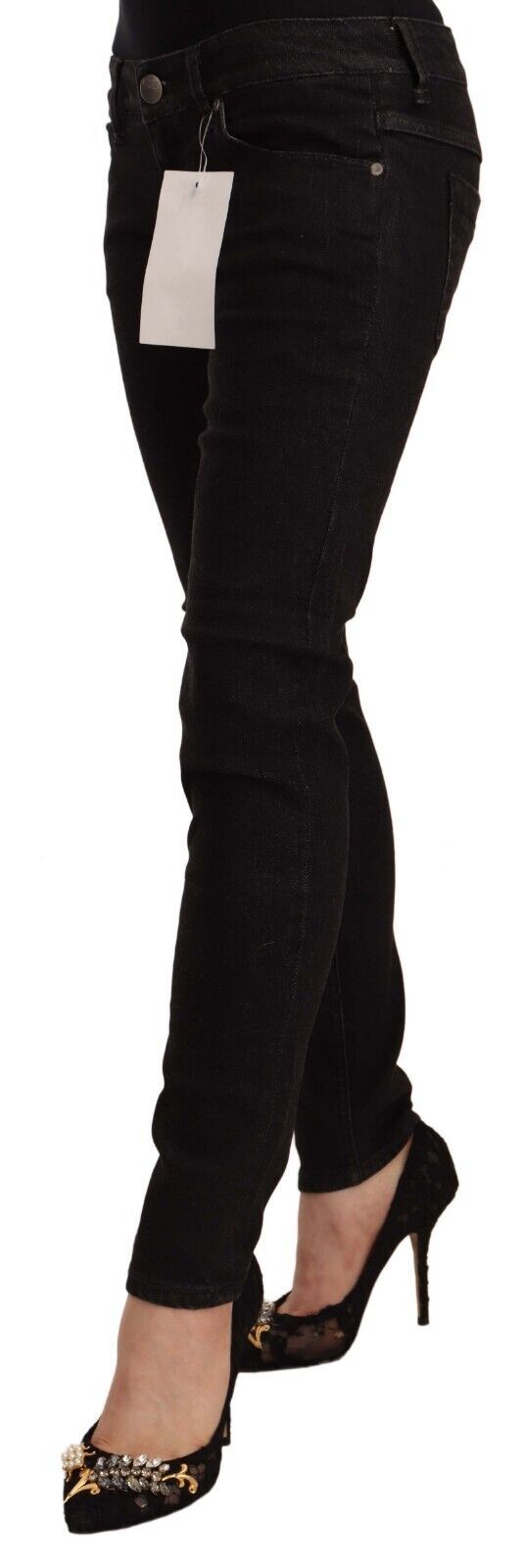 - Sleek Skinny Low Waist Black Jeans