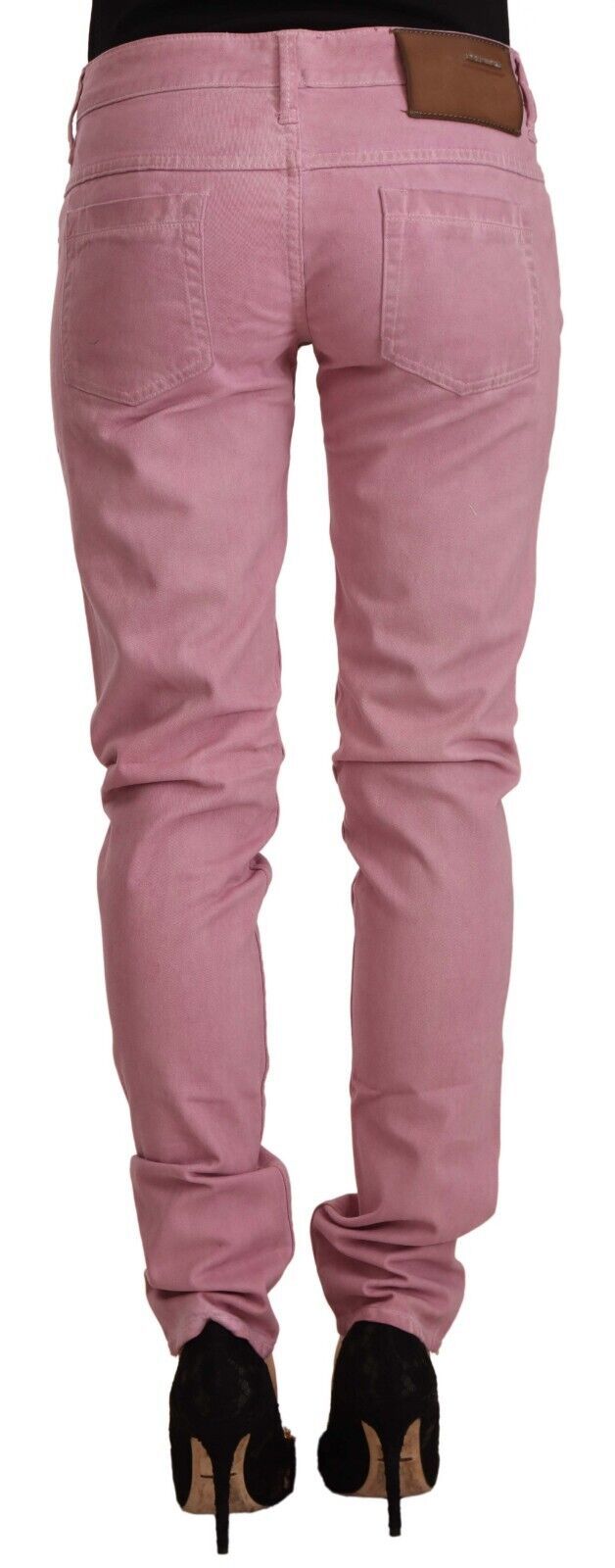 - Elegant Pink Slim Fit Denim Jeans
