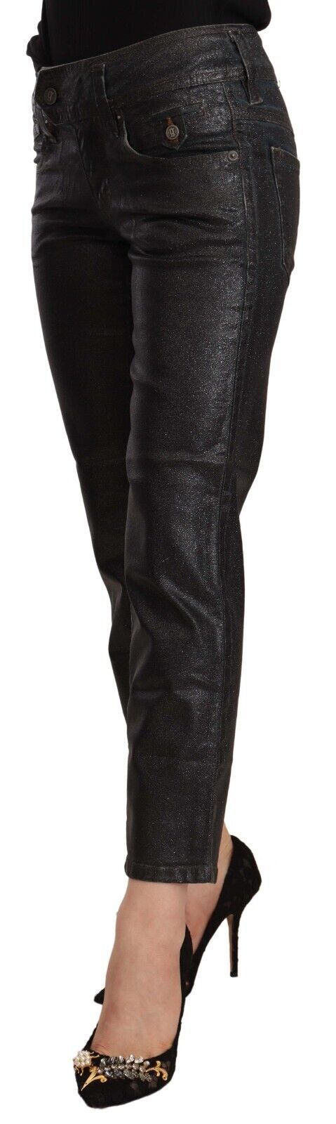 - Chic Black Glittered Cropped Pants