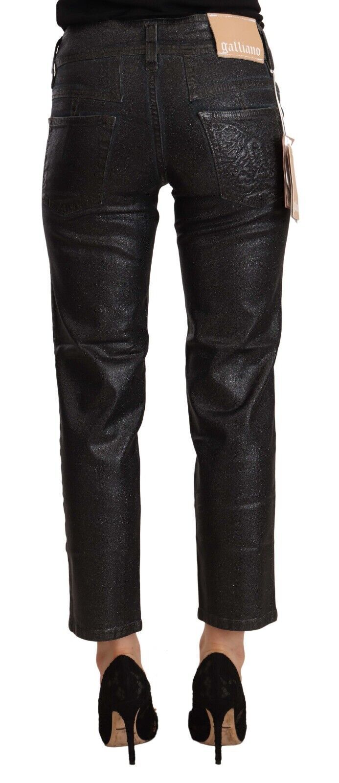 - Chic Black Glittered Cropped Pants