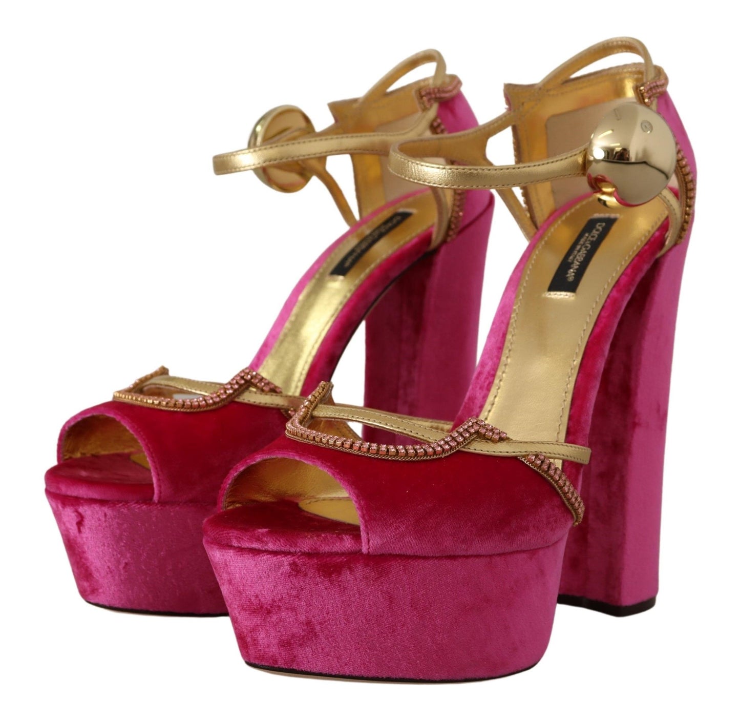 - Ethereal Pink Velvet Crystal Sandals