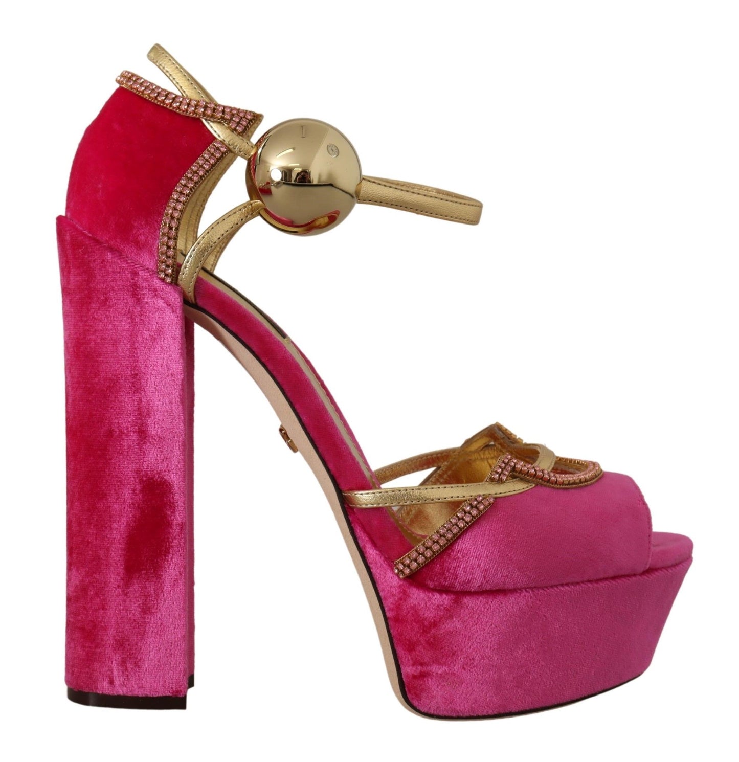 - Ethereal Pink Velvet Crystal Sandals