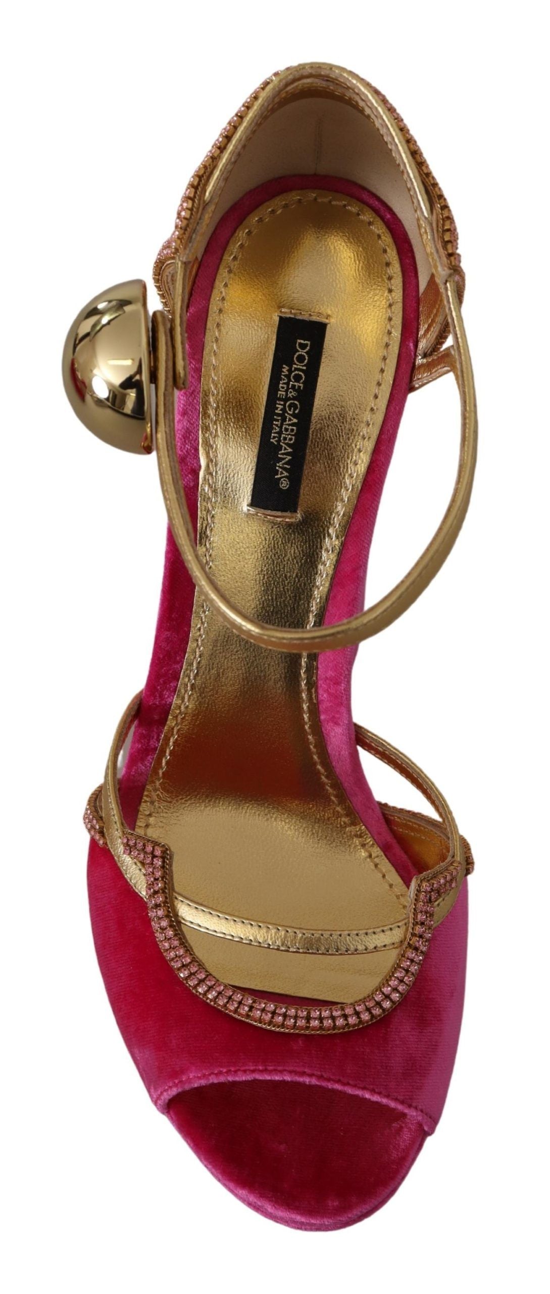 - Ethereal Pink Velvet Crystal Sandals