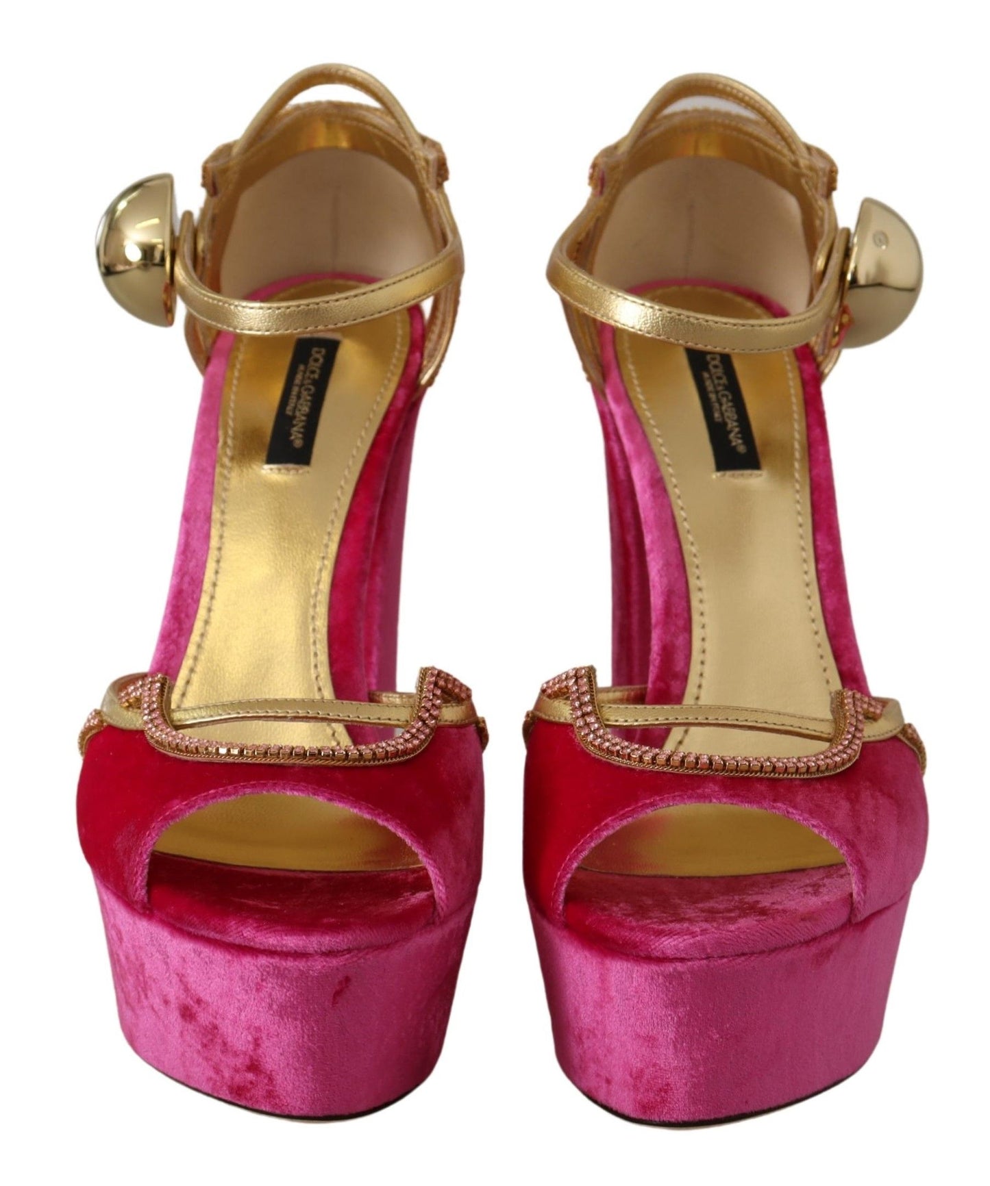 - Ethereal Pink Velvet Crystal Sandals