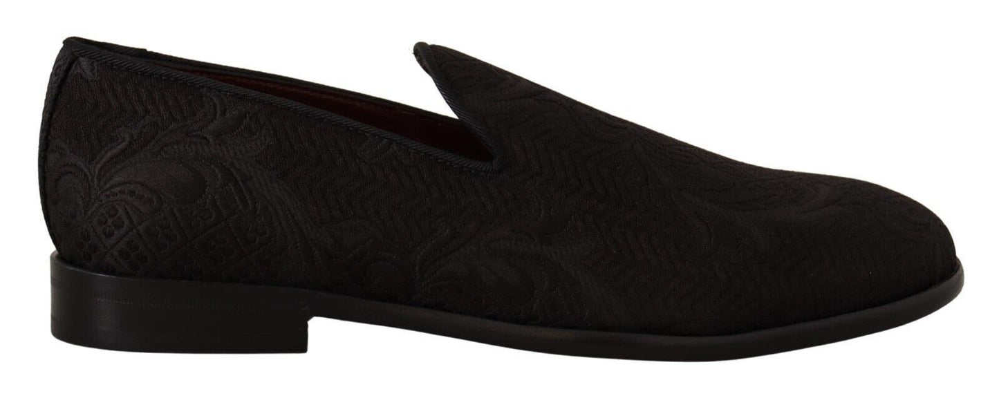 - Black Floral Brocade Slippers
