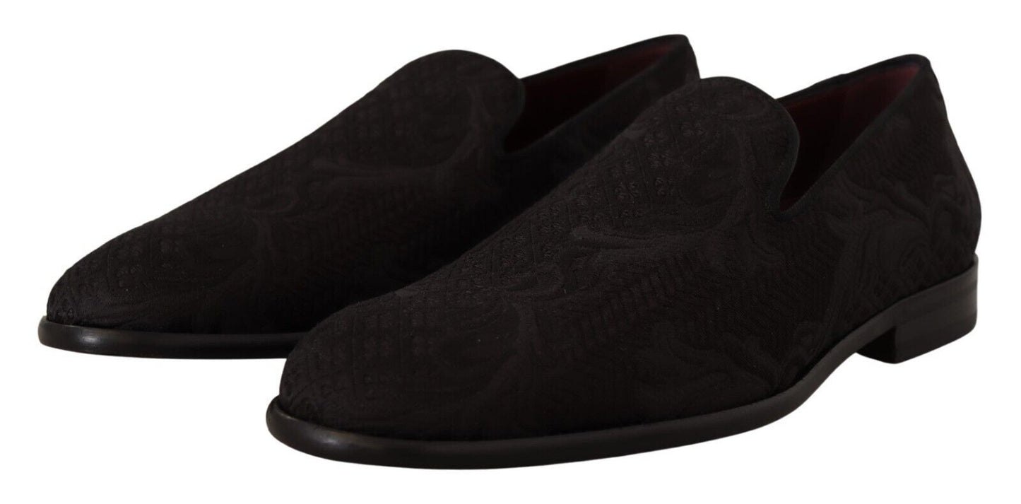 - Black Floral Brocade Slippers