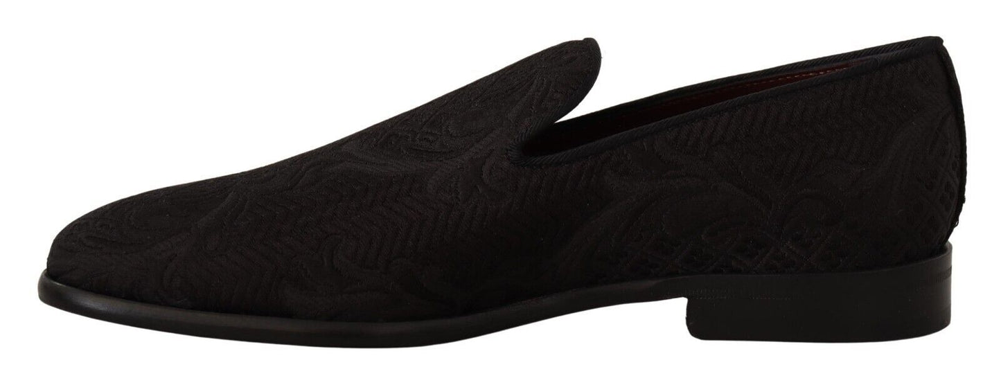 - Black Floral Brocade Slippers