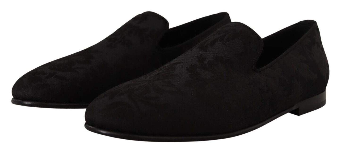 - Elegant Jacquard Slide On Loafers Flats