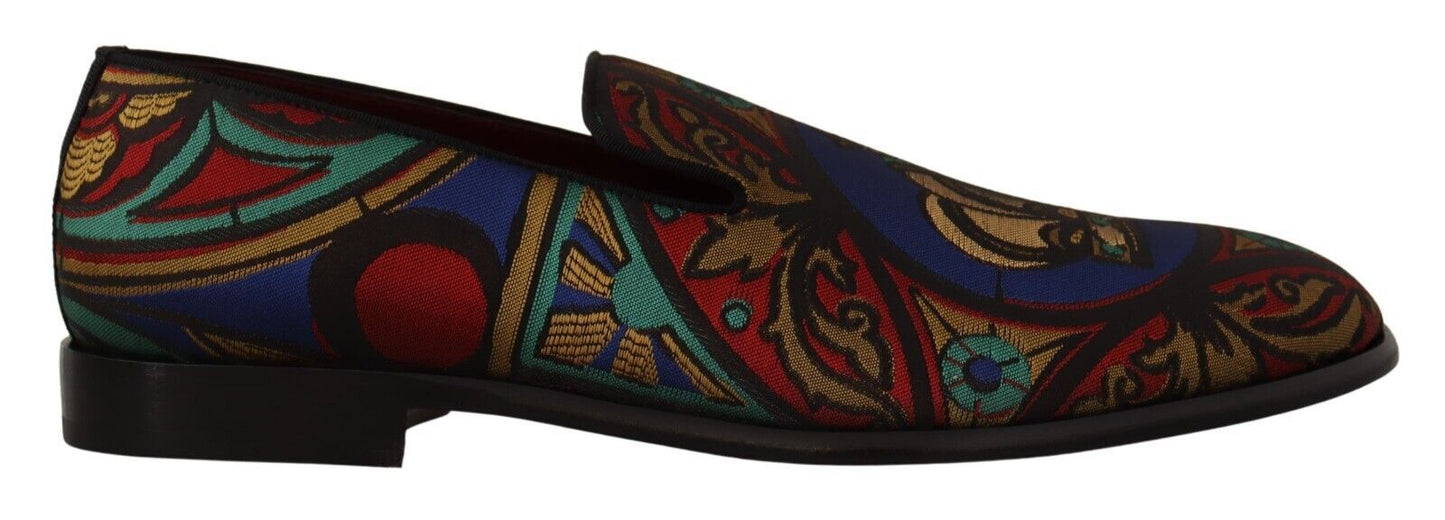 - Multicolor Jacquard Slide-On Loafer Slippers