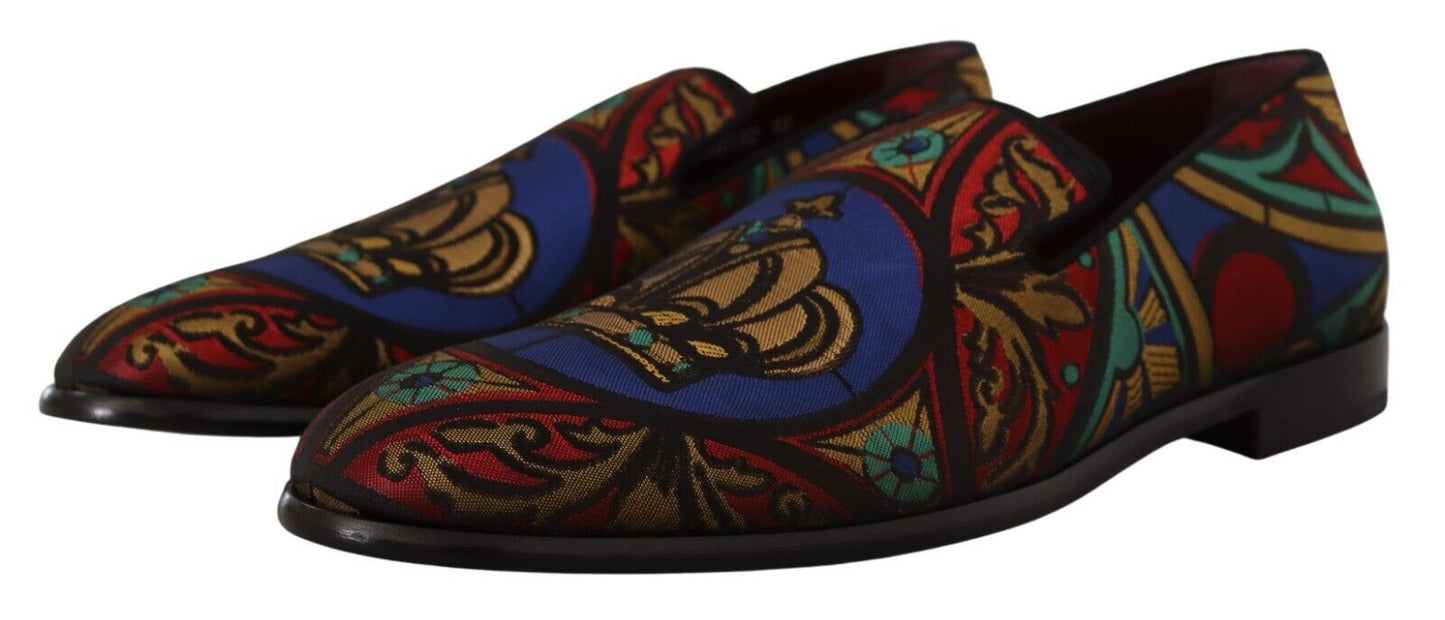 - Multicolor Jacquard Slide-On Loafer Slippers