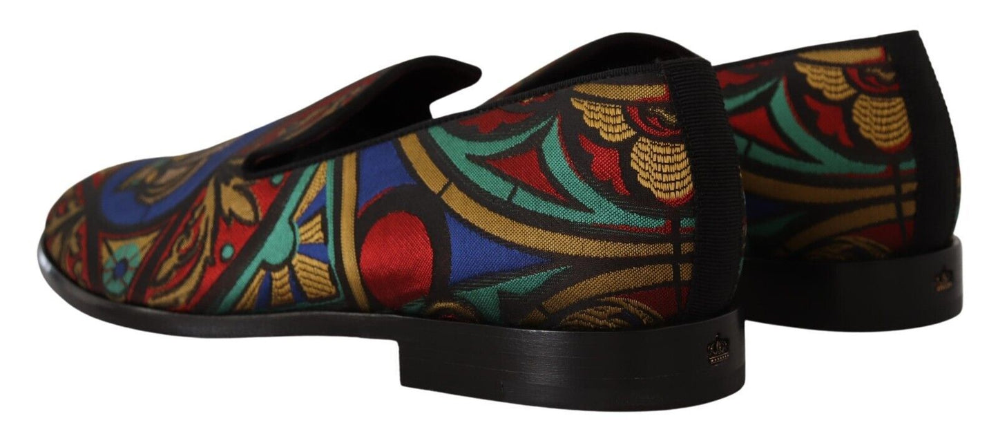 - Multicolor Jacquard Slide-On Loafer Slippers