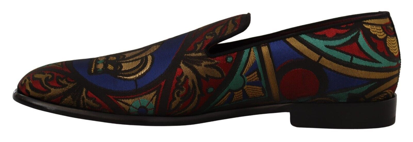 - Multicolor Jacquard Slide-On Loafer Slippers